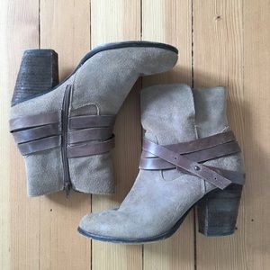 Taupe suede booties